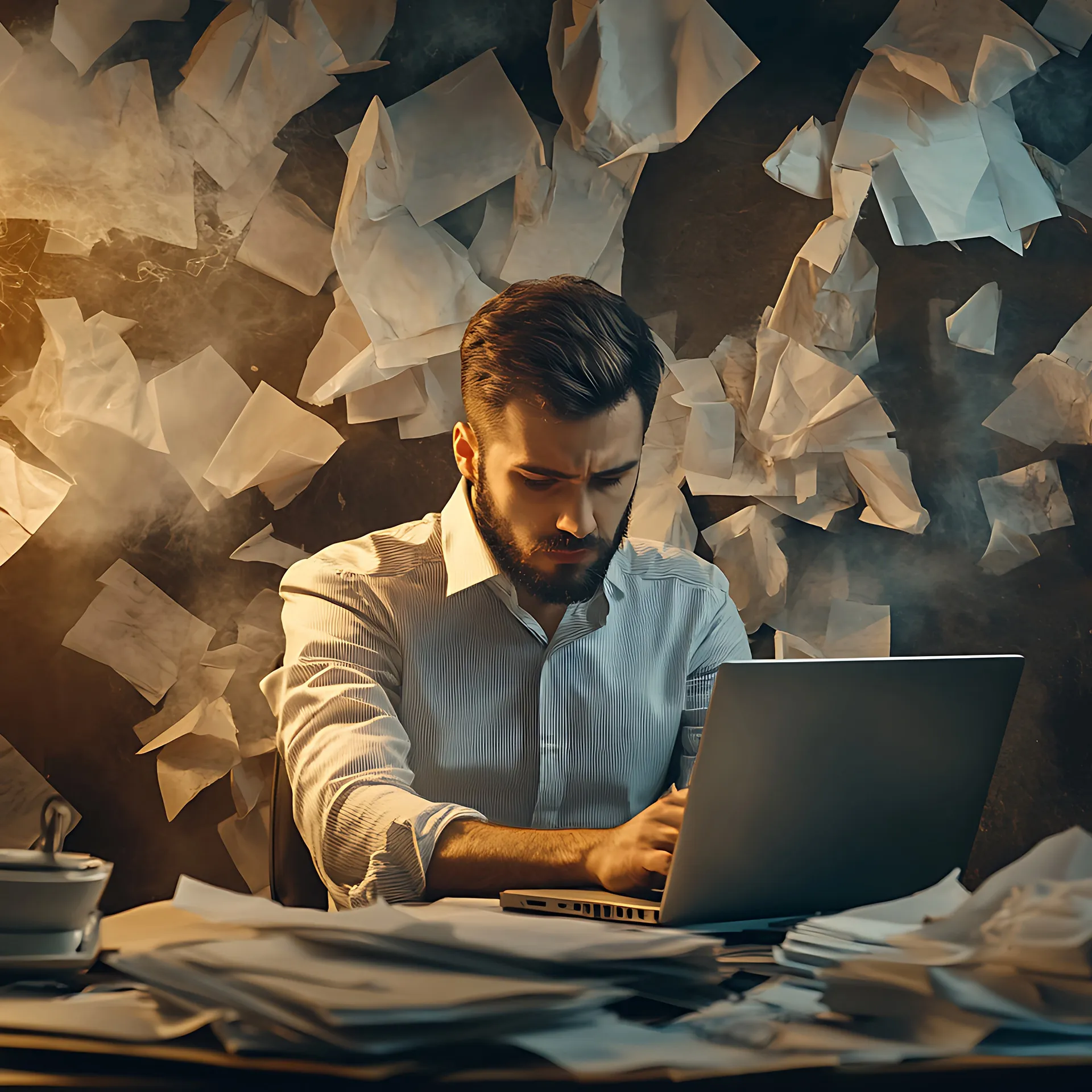 a family sitting in a living room with sketches of the future around them