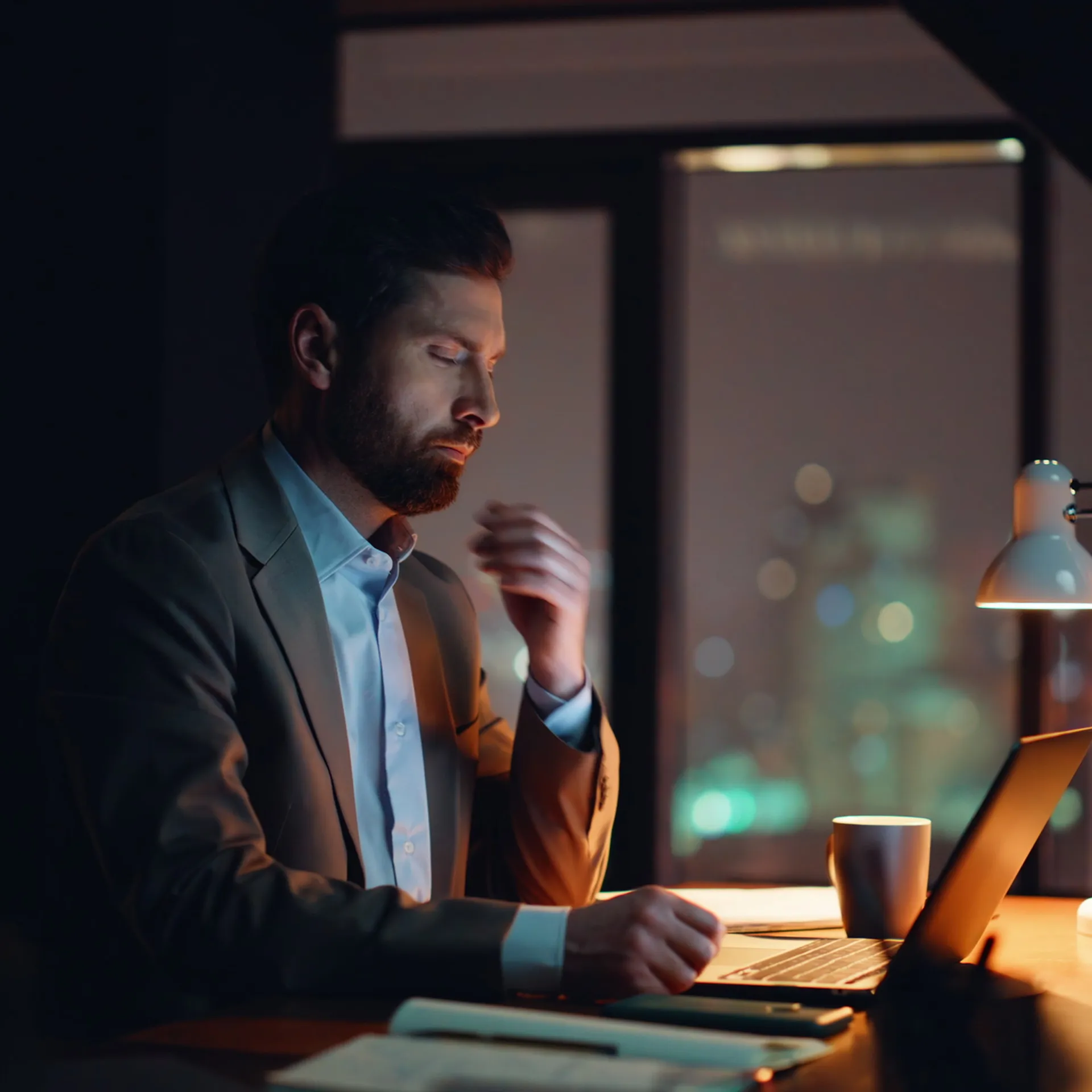 Business owner talking with a customer across a table, guiding them with calm confidence