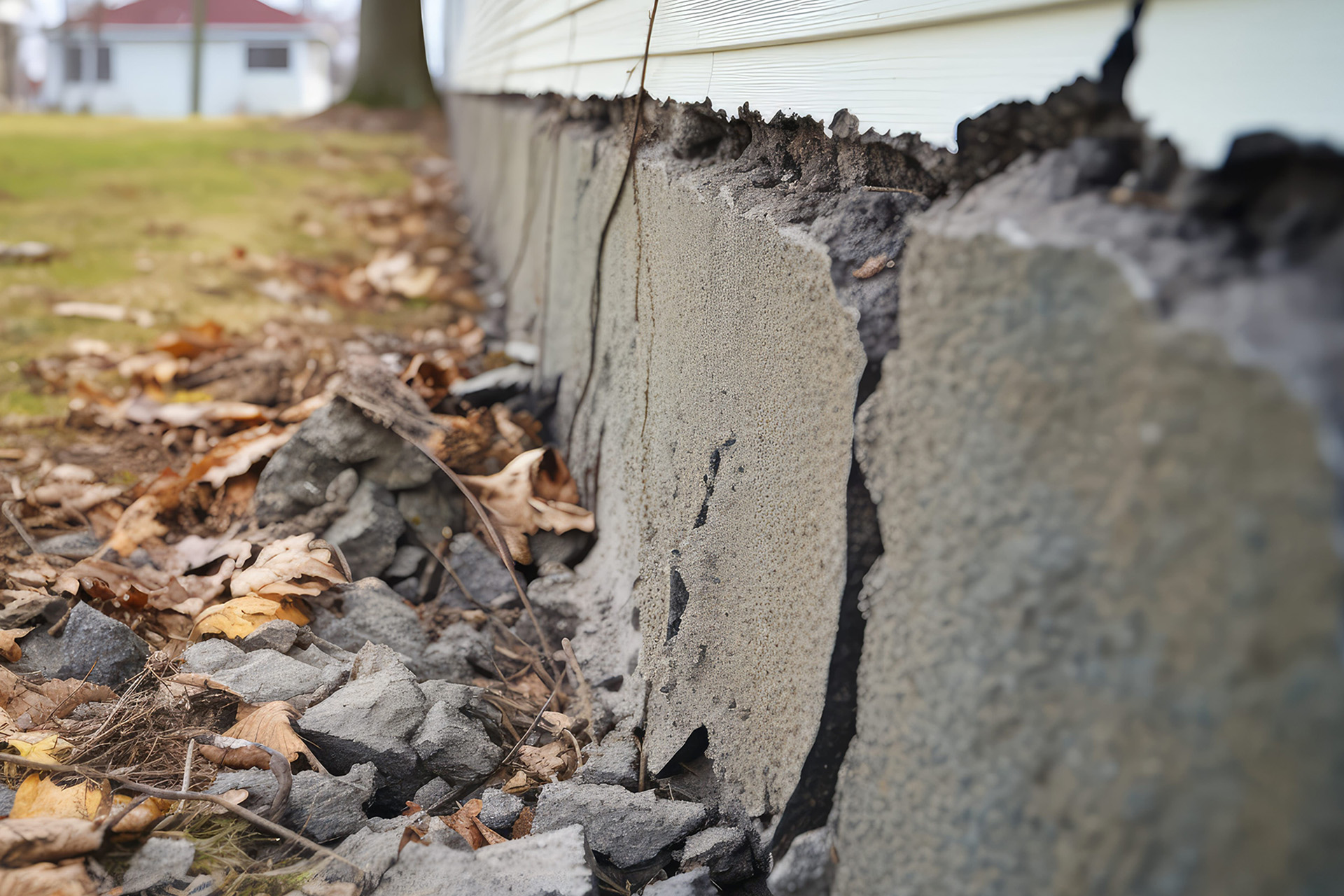 cracks in the foundation of a building
